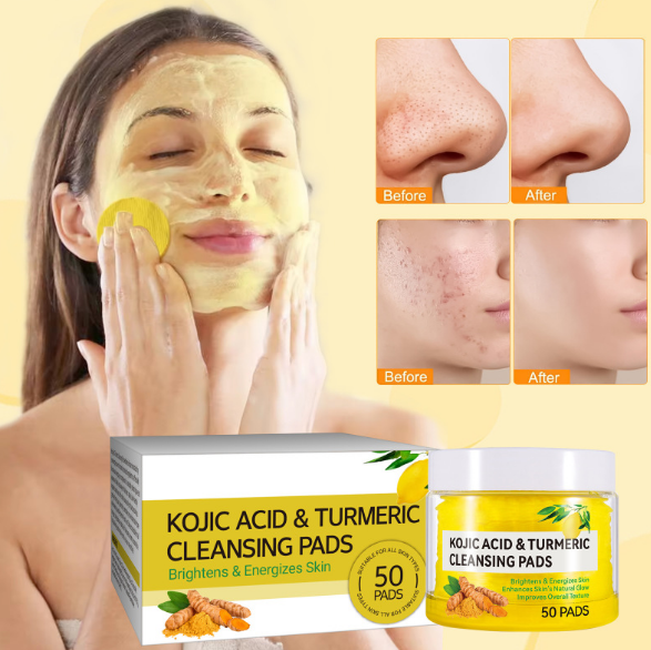 Before and after using Kojic Acid & Turmeric Cleansing Pads